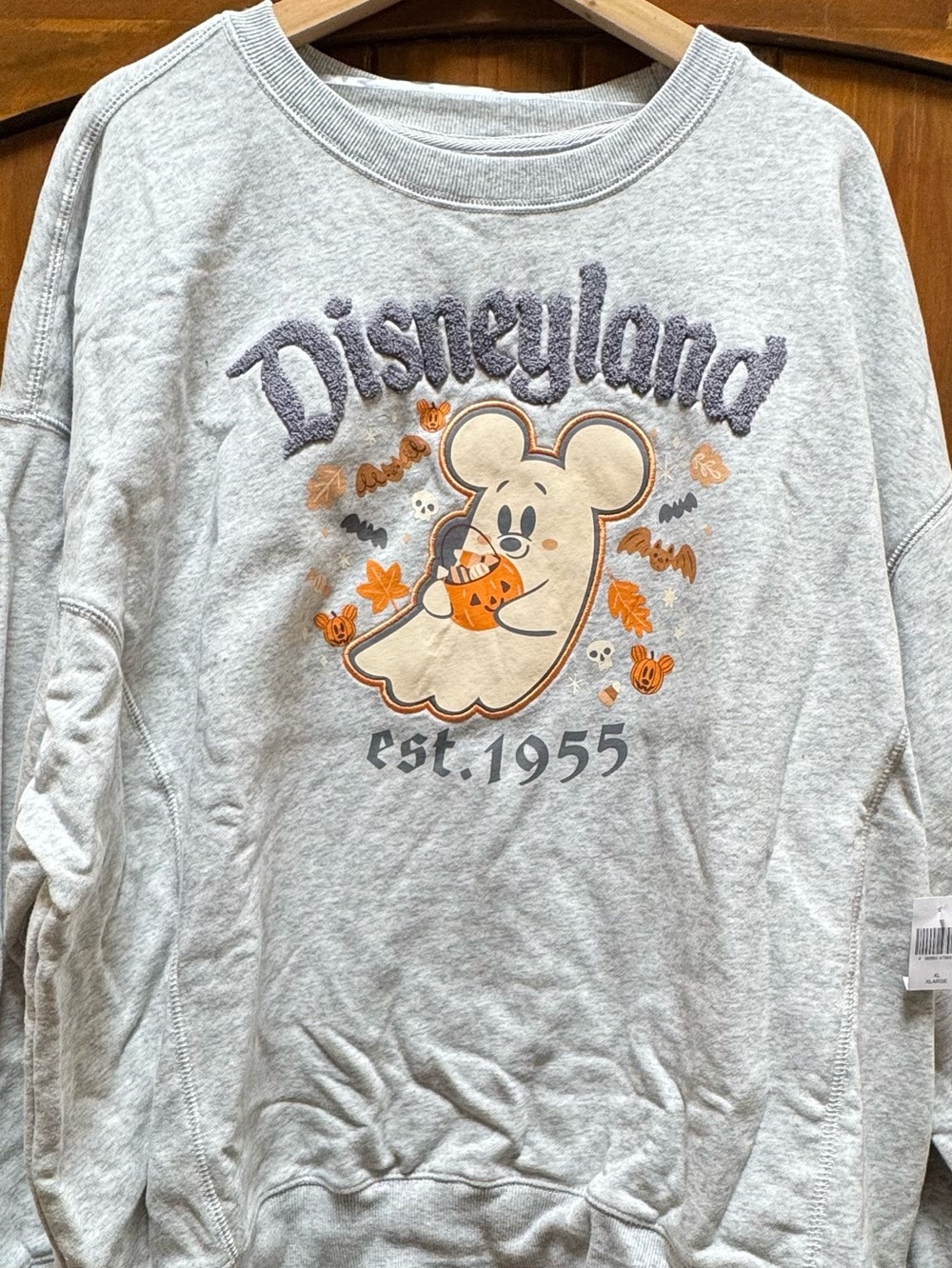 Disney Light Gray Halloween Mickey Ghost Sweatshirt